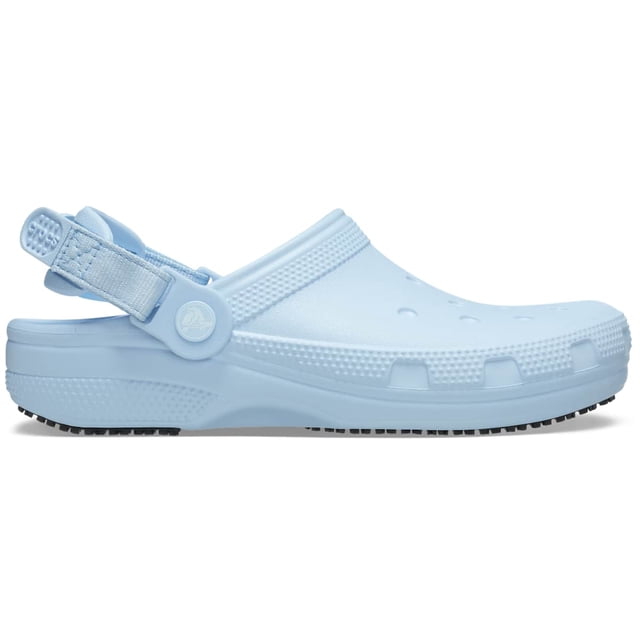 Crocs Adult Classic Work Clogs Adjustable Slip Resistant Work Shoes, Blue Frost, W6/M4