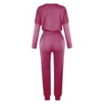 thumbnail image 5 of Mrat Women 2 Piece Set 2 Piece Jogging Sets Solid Polyester Long Sleeve Sweatsuits Sets Two Piece Track Suits Drawstring High Waist Pants Set Comfy Outfits N-Hot Pink M, 5 of 5