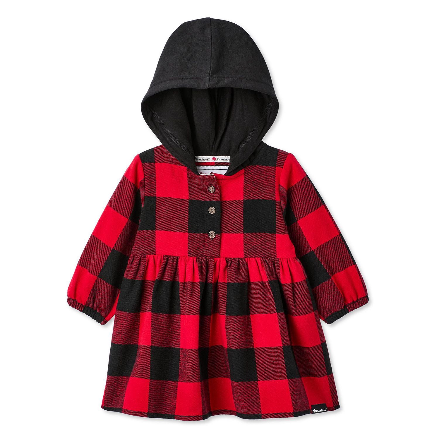 Robe à capuchon en flanelle Canadiana pour bébés filles