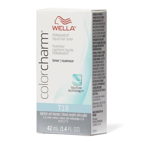 Wella Color Charm Permanent Liquid Hair Toner, T18 Lightest Ash Blonde, 1.4 Oz.