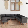 thumbnail image 1 of vidaXL 9 Piece Garden Lounge Set with Cushions Poly Rattan Grey, 1 of 4