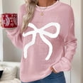 thumbnail image 2 of WUANDIXFA Ladies Sweaters for Fall Womens Christmas Cute Bow Long Sleeve Sweaters Loose Crewneck Knit Pullover Red,S, 2 of 5