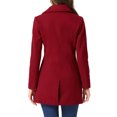 thumbnail image 3 of INSPIRE CHIC Manteau d'Hiver Élégant pour Femme à Revers Cranté, Boutonné, à Simple Boutonnage, Rouge G, 3 of 6