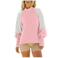 thumbnail image 1 of FAIWAD Womens Casual Mock Neck Sweatshirt Puff Long Sleeve Patchwork Pullover Loose Workout Tops, 1 of 4