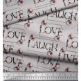 thumbnail image 2 of Soimoi polyester Crepe Fabric Floral Love Text Printed Fabric 1 Yard 52 Inch Wide, 2 of 5