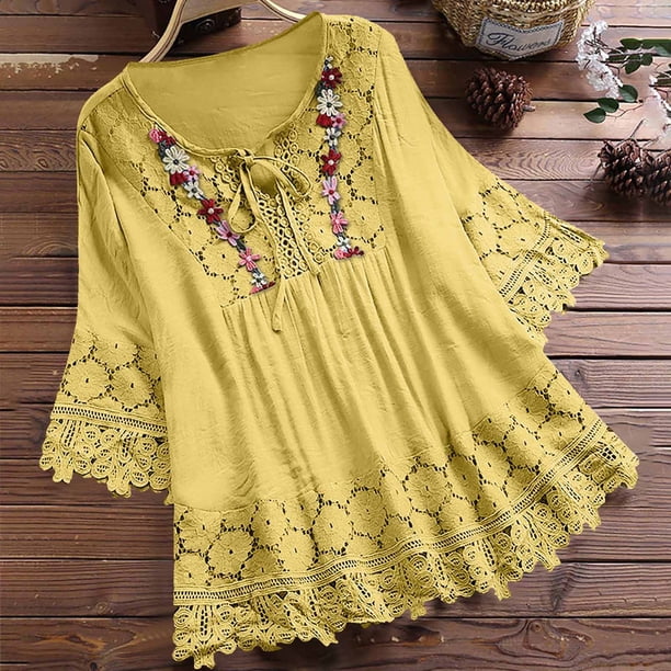 Womens Tops DYTTDG Women's Plus Size Cotton Linen T-shirt Fashion