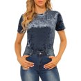 thumbnail image 1 of INSPIRE CHIC T-Shirt Décontracté à Manches Courtes et Col Rond en Velours pour Junior, Idéal pour les Fêtes de Noël, 1 of 5