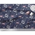 thumbnail image 2 of Soimoi Polyester Crepe Fabric Pencil,Anchor Hook & Deer Animal Decor Fabric Printed Yard 42 Inch Wide, 2 of 3