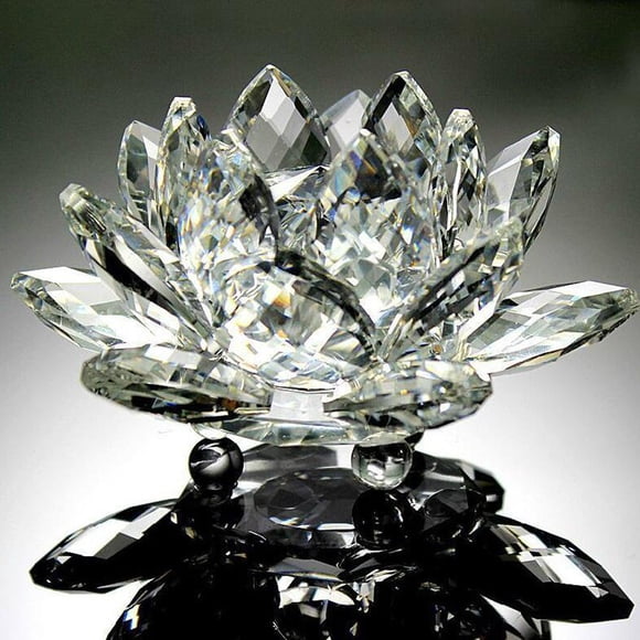Rvkxad Glass Lotus Paperweight, Crystal Figure Feng Shui Decor for Home Office, Spiritual Ornament Collection