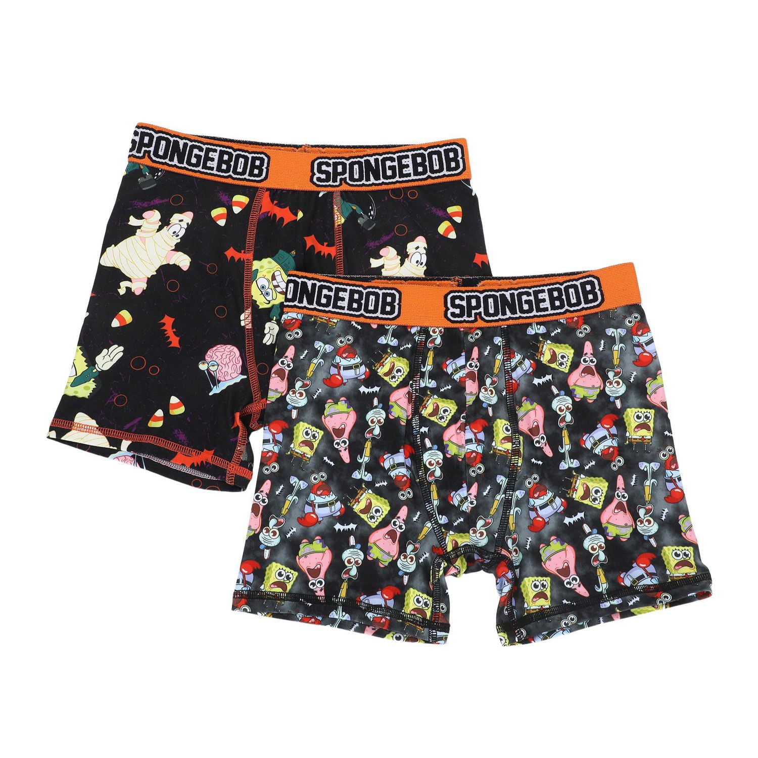 SpongeBob SquarePants Boys' Halloween Zombie & Mummy Graphic Boxer Briefs, 2-Pack