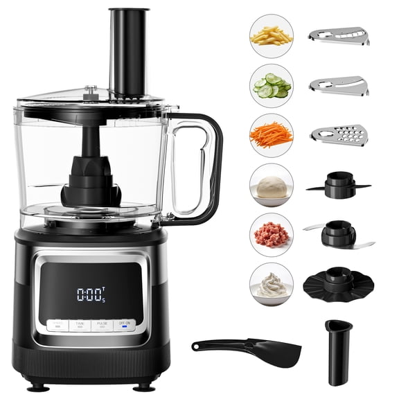 Food Processor 10 Cup, Capable Of Shredding/Cutting Strips/Slicing/Kneading Dough/Beating Eggs/Mixing, For Mincing Meat Or Vegetables, 3-Speed Settings + Pulse