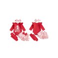 thumbnail image 2 of Gupgi Spring Baby Girl Valentines Day Outfit, Ruffle Long Sleeve Romper+Heart Layered Ruffle Shorts+Socks+Bow Headband, 2 of 9