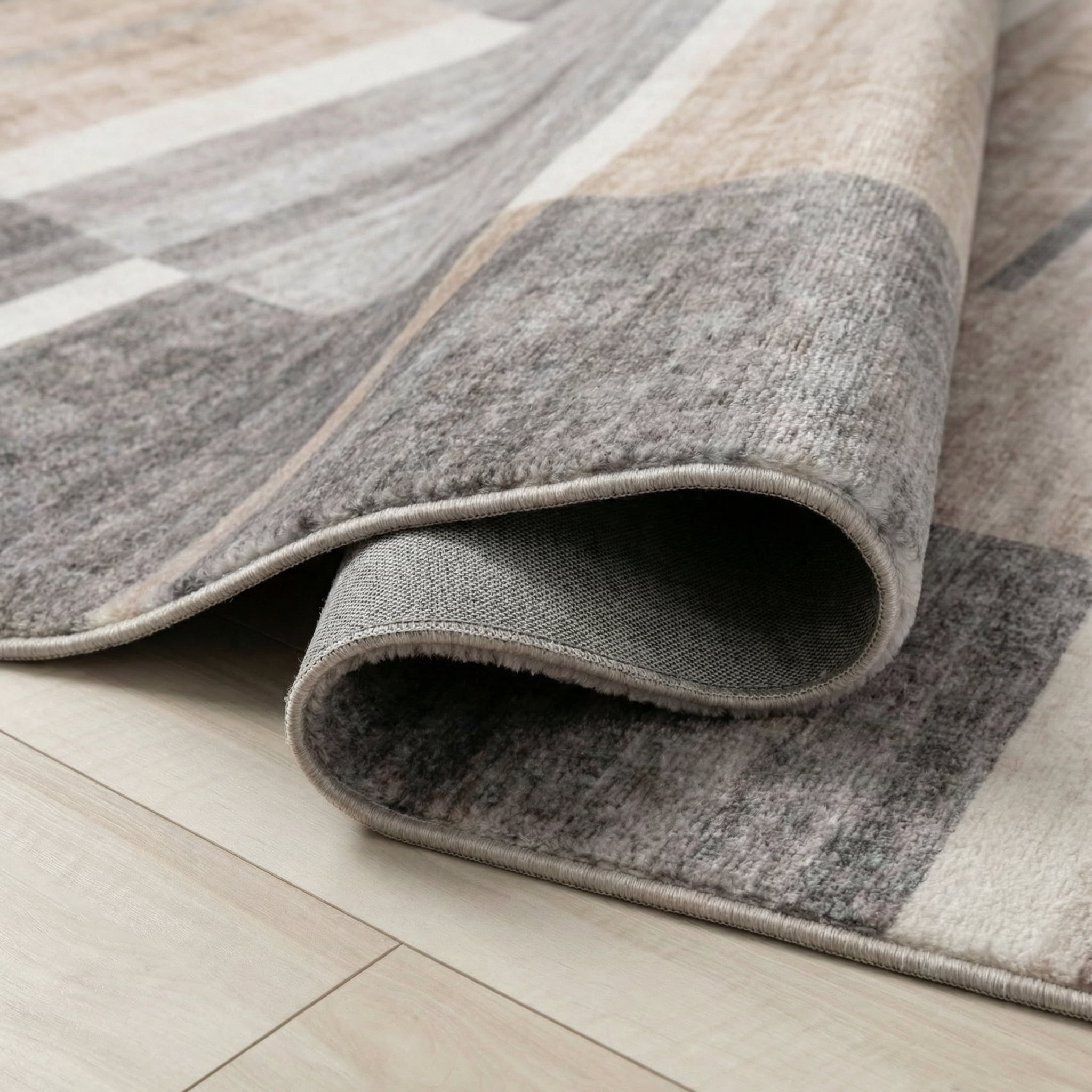 Tapis d'interieur moderne du milieu du siecle Rug Branch Eclipse, marron gris, geometrique - Salon, chambre, salle a manger et bureau
