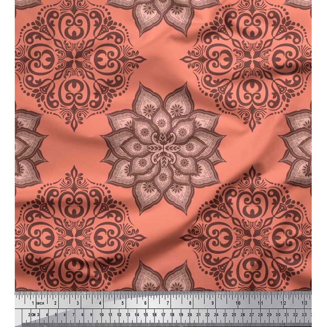 Soimoi Rayon Fabric Floral Mandala Decor Fabric Printed Yard 56 Inch Wide