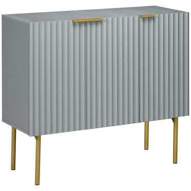 HOMCOM Armoire d'Appoint avec Pied Doré pour Salon Salle à Manger Couloir Gris
