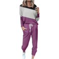thumbnail image 1 of Kcodviy Ensemble Robe et Manteau à Manches Longues pour Femmes, Patchwork à Blocs, Col Ras du Cou, T, Tailleurs Pantalons de Cocktail, Chemise, Haut, Blouse et Tailleurs Pantalons pour Femmes, Pantalons Longs, Leggings, Ensemble Décontracté, 1 of 5