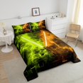 thumbnail image 3 of Erosebridal Neon Lightsaber Bedding King Comforter Set, Yellow Orange Geometry Down Comforter, Lightning Decor, Breathable, 3 of 8