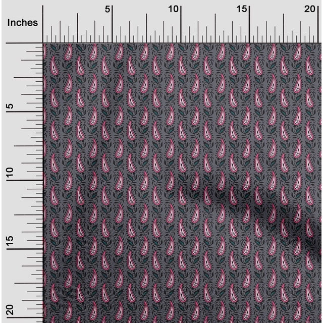 oneOone Viscose Jersey Fabric Leaves & Paisley Block Print Sewing Fabric BTY 60 Inch Wide