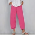 thumbnail image 1 of RXIRUCGD Women's Summer Comfortable Loose Wide Legged Fashion Solid Color Capris, Pink, Size: 5XL, 1 of 5