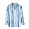 thumbnail image 1 of Chemise à Manches Longues pour Homme Mode Homme Automne Hiver Poche Latérale Simple Col Montant Chemise à Manches Longues Rayée Haut, 1 of 9