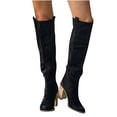 thumbnail image 1 of CEHVOM Bottes pour Femmes d'Automne à Tige Longue à Talon Épais, Bottes Hauteur Genou à Bout Rond, 1 of 6