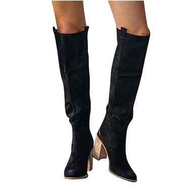 jovati Fashion Women Autumn Long Tube Thick Heel Shoes Boots Knee-length Round Toe Boots