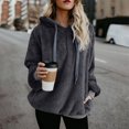 thumbnail image 1 of Pull à Capuche Manches Longues Hiver Femmes Pull Chaud avec 1/4 Zip, 1 of 7
