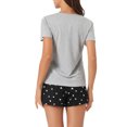 thumbnail image 3 of INSPIRE CHIC Ensemble de Pyjama T-Shirt à Manches Courtes à Carreaux pour Femme avec Short TP Gris, 3 of 5