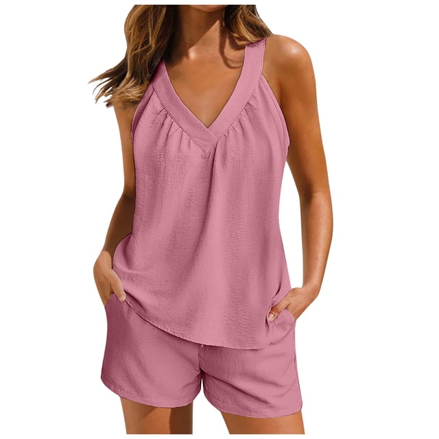 Japceit Ensembles de Pyjama pour Femmes 2 Pcs Femmes Maison Mode Décontractée de Pâques Hauts et Pantalons Imprimés Ensemble de Pyjama à Manches Courtes avec Poches