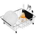 thumbnail image 2 of iPEGTOP Expandable Deep & Large Dish Drying Rack, Over the Sink, In Sink Or On Counter Dish Drainer with Black Removable Utensil Silverware Holder, Rustproof Stainless Steel, 2 of 5