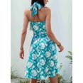 thumbnail image 4 of Robe d'Été Sans Manches Portefeuille à Col en V à Fleurs pour Femme Mini Robe Bleu m, 4 of 5