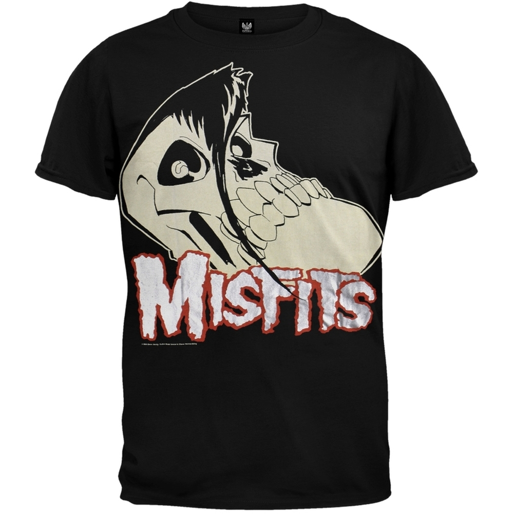 Misfits - T-Shirt en Feuille avec Grand Logo de Crâne