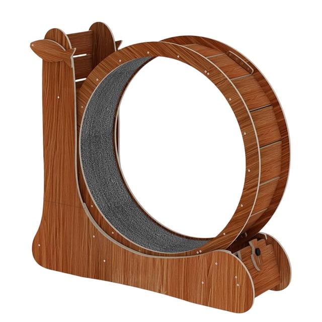 GROWTH TANK Roue pour Chat Exerciseur Tapis Roulant en Bois avec Tapis Facile à Installer Brun