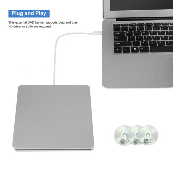 Cergrey Type C External DVD Burner Quiet One-button Burning Slot in Load External Burner, External Driver, External DVD Burner