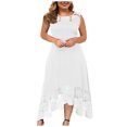 thumbnail image 2 of Robes d'Été Grande Taille pour Femmes 2024 Décontractées Unies à Col Rond Aguichant en Dentelle Sans Manches Amples à Enfiler Économisez jusqu'à 65 % de Rabais!, 2 of 7