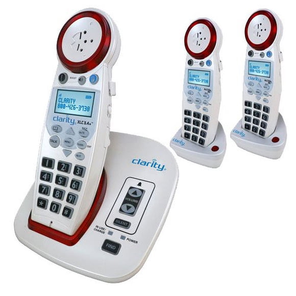Clarity XLC3.4+ Severe Hearing Loss Cordless Phone with 2 XLC3.6+ HS