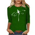 thumbnail image 1 of Pompotops T-shirt Mode Imprimé Ample pour Femmes Manches 3/4 Mi-Longueur Blouse Col Rond Tops Décontractés Liquidation, 1 of 4