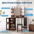 thumbnail image 3 of EDTara Corner Vanity Table with LED Mirror, 3-Fold Mirror, Power Station, USB Outlets, and Stool for Bedroom, 3 of 5