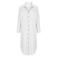 thumbnail image 4 of Sentmoon Robes de Plage pour Femmes Col Manches Longues Robes d'Été pour Femmes 2026 Couleur Unie Coupe Décontractée Bouton Robe Maxi en Lin Essentiels de Plage Ravissants pour la Famille, 4 of 6