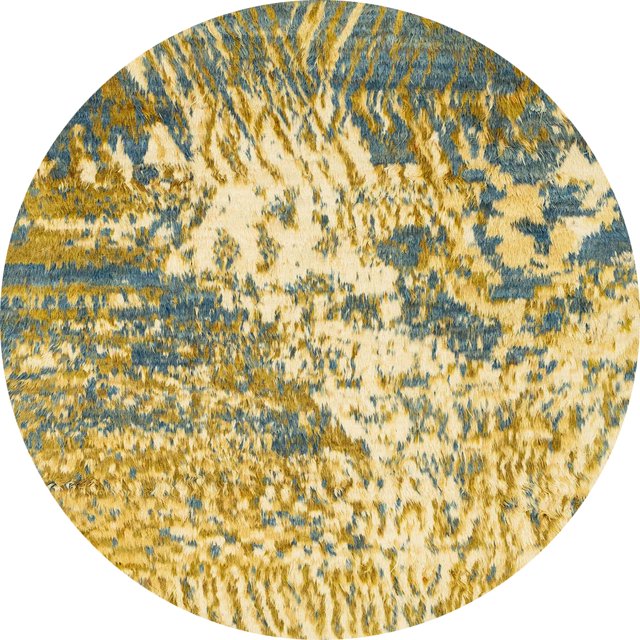 Ahgly Company Tapis d'Intérieur Ronds Abstraits Chrome Or Jaune Abstraits pour Aire, 7 Pieds Rond