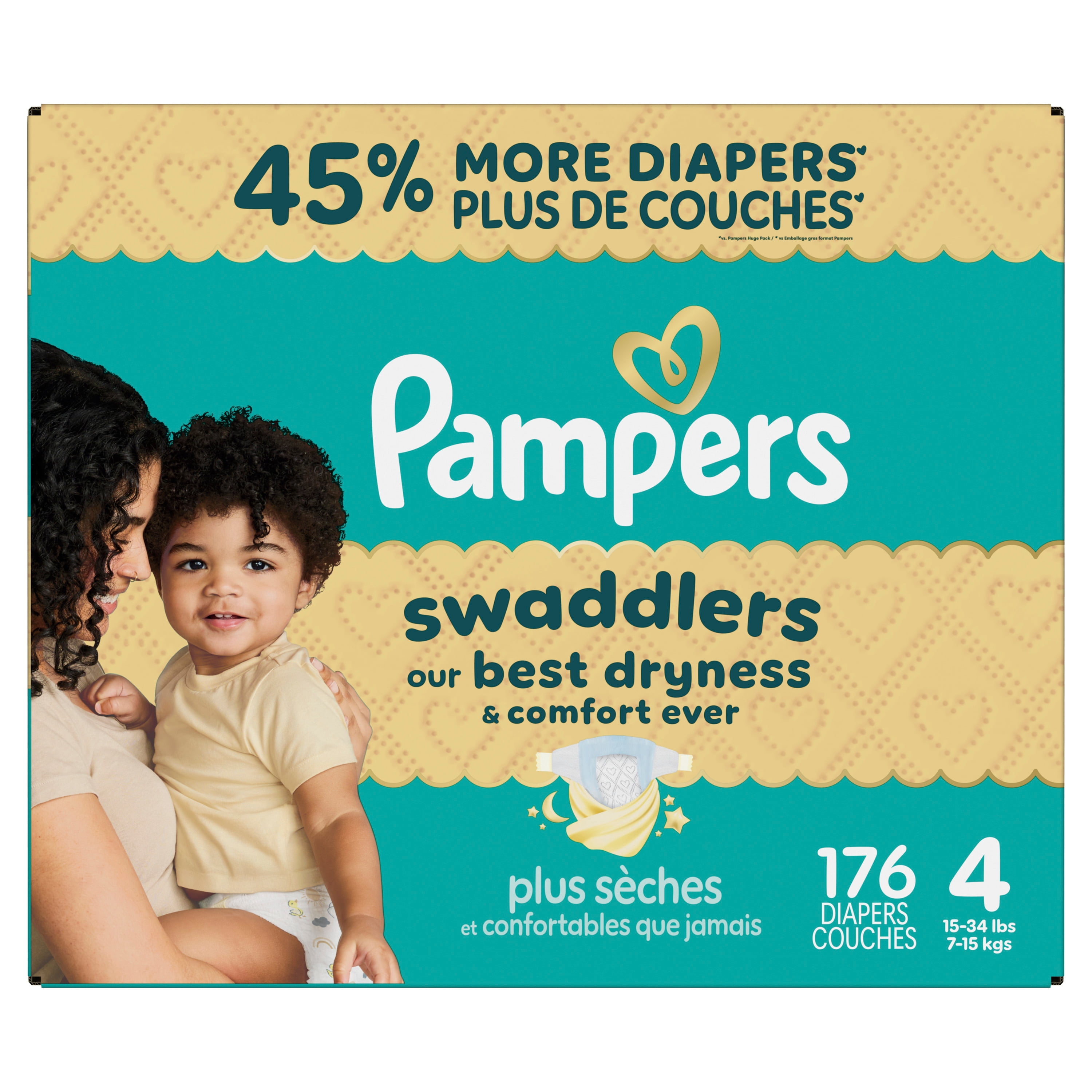 Pampers Swaddlers Diapers, S2 (10-22 lbs), Count, Absorbent, Keeps Baby Dry and Comfortable