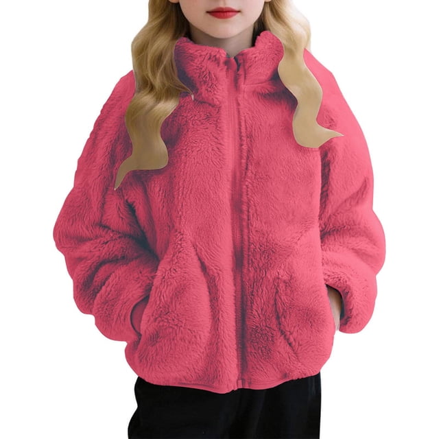 Kids Casual Jacket,Cute Solid Color Hoodless Stand Collar Pockets for Medium Large Children withable