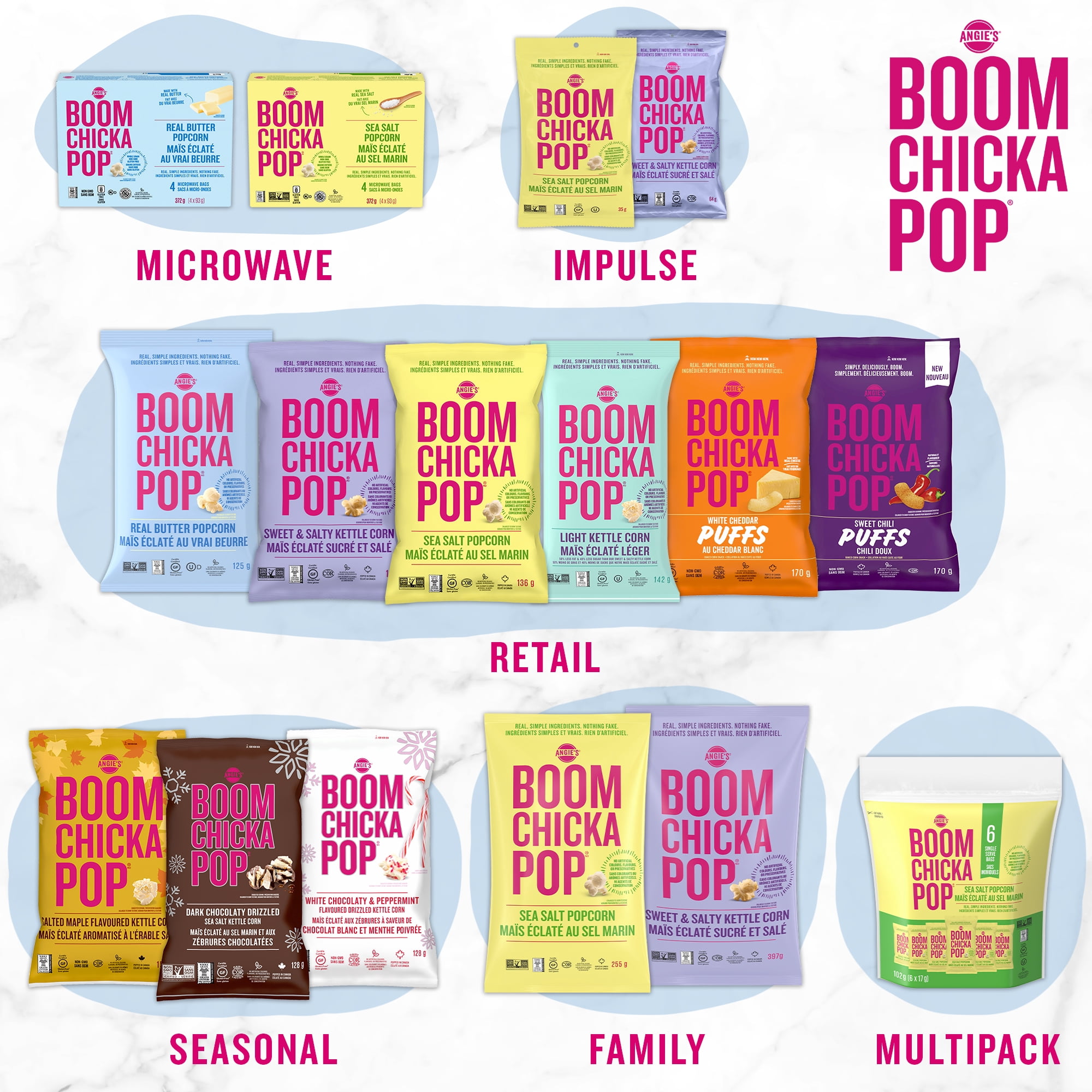 Angie’s BOOMCHICKAPOP® sans gluten sucré et salé végétalien maïs éclaté prêt à manger, 198g