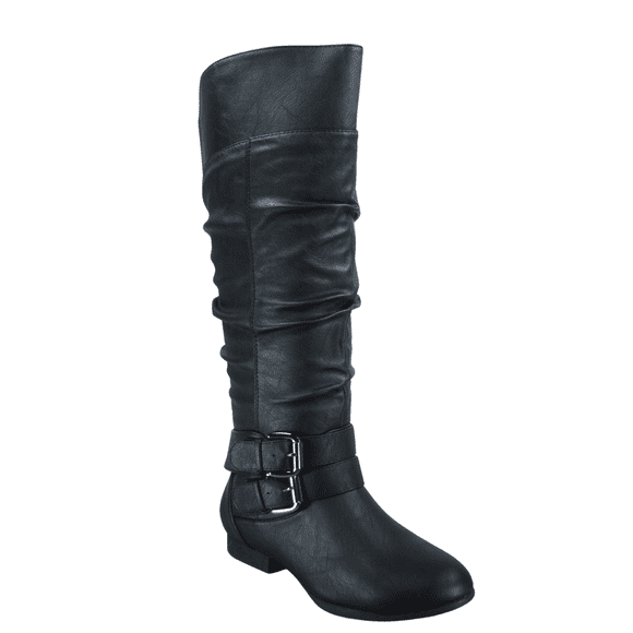 Women's Zipper Knee High Riding Boots Casual Flat Low Heel Winter Boots Shoes ( Black, 11)