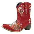 thumbnail image 4 of jsaierl Women Fashion Embroidered Cowboy Riding Boots Casual Warm Middle Heels Middle Tube Short Boots Shoes, 4 of 9
