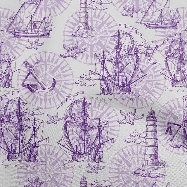 oneOone Tissu Violet en Polyester Spandex Imprimés Nautiques Tissu pour Robe Tissu Imprimé Tissu au Mètre 56 Pouces de Large
