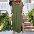 thumbnail image 1 of Neewe Robe T-Shirt Décontractée pour Femme Grande Taille à Col en V à Manches Courtes Robes Évasées Fête d'Anniversaire Été Voyage Plage avec, 1 of 5