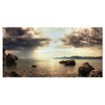 thumbnail image 2 of Rocky Seashore under Clouds Panorama - Modern Beach Canvas Art Print, 2 of 3