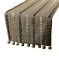 thumbnail image 1 of Le HomeCentric Linen Table Runner 14 '' x 36 '' Taupe vert lin avec broderie & pompons, 1 of 4