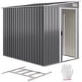 thumbnail image 1 of Outsunny 5 x 7FT Lean to Outdoor Storage Shed w/ Foundation, Dark Grey, 1 of 10